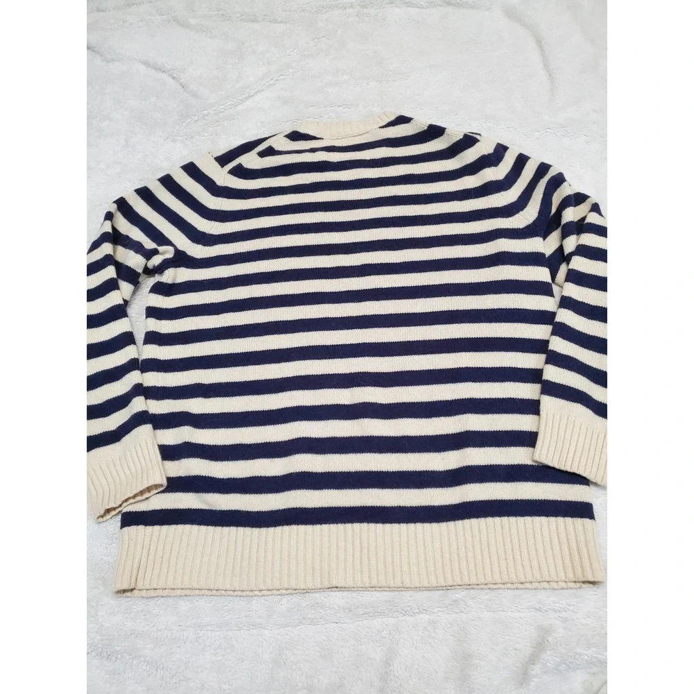 Banana Republic Blue Cream Knit Wool Blend Heritage Sweater Men XL‎ Classic